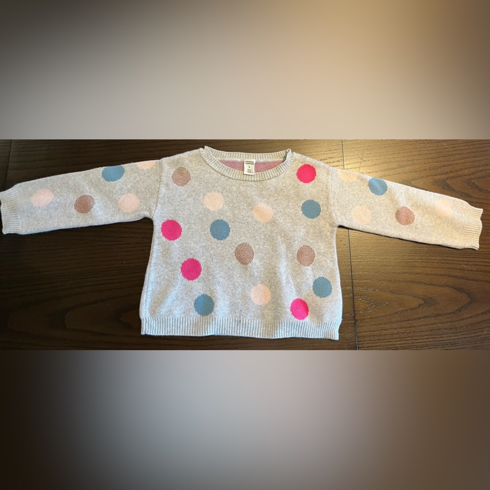 Harper Canyon Girls’ Polka Dot Kids Sweater: Grey, Pink, Blue, Sparkle | Size 2T